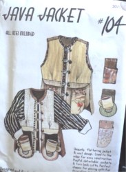 104 FOLK ART JAVA JACKET,  VEST, DETACH POCKETS PATTERN XS-XXL